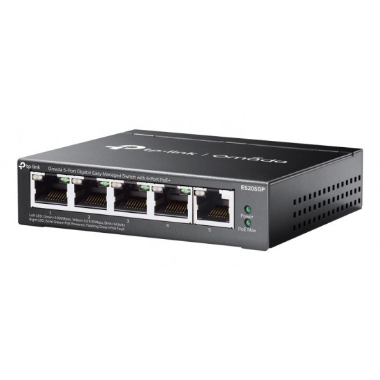 TP-Link Omada ES205G Managed Gigabit Ethernet (10/100/1000) Power over Ethernet (PoE) Black