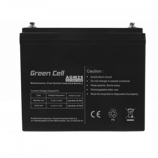 Green Cell AGM25 UPS battery Sealed Lead Acid (VRLA) 12 V 75 Ah