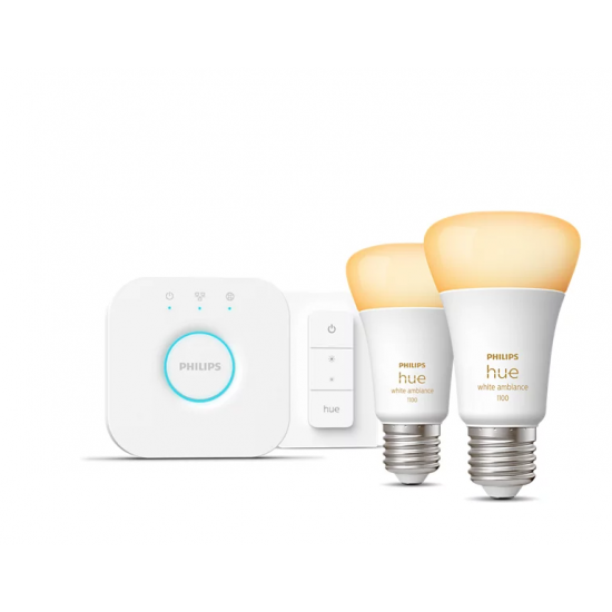 HueWA Starter Kit 2pcs, Bridge, Switch | E27 | 11 W | Warm to cool white light, 2200-6500K | Bluetooth and Zigbee