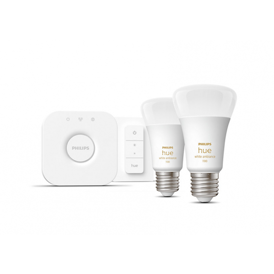 HueWA Starter Kit 2pcs, Bridge, Switch | E27 | 11 W | Warm to cool white light, 2200-6500K | Bluetooth and Zigbee