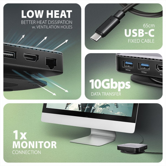 HMC-UFO USB hub 9in1 10Gbps HDMI M.2 NVMe LA