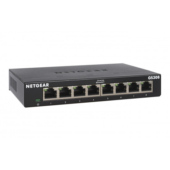 NETGEAR GS308-300PES network switch Unmanaged L2 Gigabit Ethernet (10/100/1000) Black