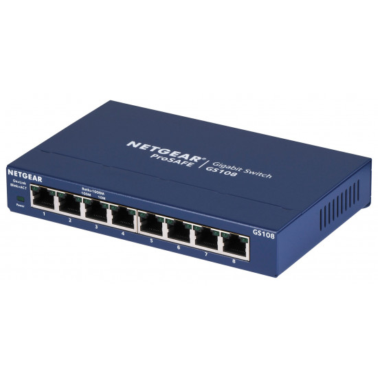 NETGEAR GS108GE network switch Unmanaged Gigabit Ethernet (10/100/1000) Blue