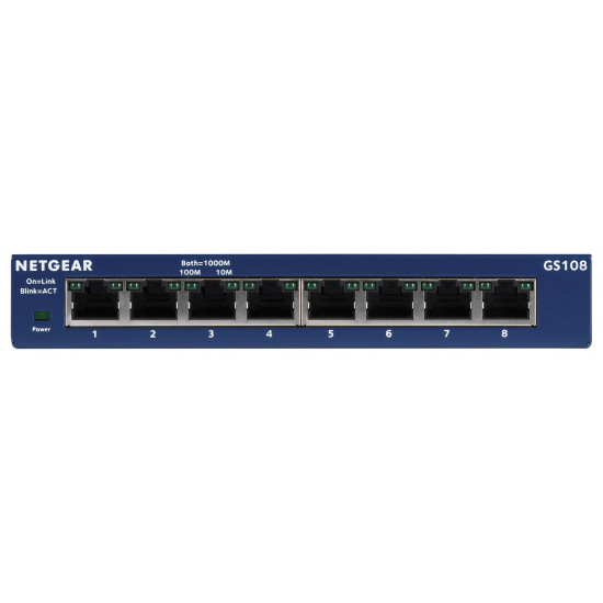 NETGEAR GS108GE network switch Unmanaged Gigabit Ethernet (10/100/1000) Blue