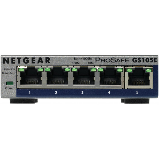 NETGEAR GS105E-200PES network switch Managed L2/L3 Gigabit Ethernet (10/100/1000) Grey