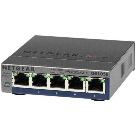 NETGEAR GS105E-200PES network switch Managed L2/L3 Gigabit Ethernet (10/100/1000) Grey