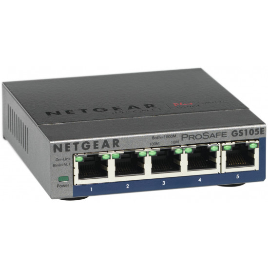 NETGEAR GS105E-200PES network switch Managed L2/L3 Gigabit Ethernet (10/100/1000) Grey