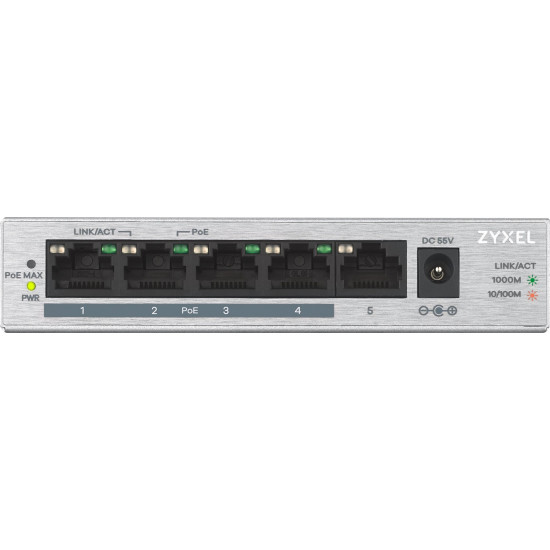 Zyxel GS1005HP Unmanaged Gigabit Ethernet (10/100/1000) Power over Ethernet (PoE) Silver