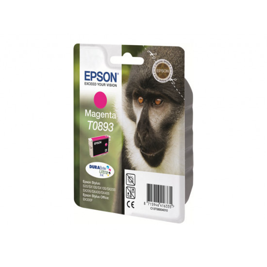 EPSON Tinte Magenta T0893 1 x 4 ml DURABrite Ultra fuer Stylus S20/21/SX100/105/110/115/200/205/210/215/218/400/405/410/415/BX300