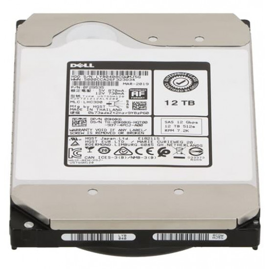 12TB Dell Enterprise (09HXK6), SAS-2 (12Gbps), LFF 3.5'', 7.2K, 512e HGST (HUH721212AL5200), Hard Disk Drive