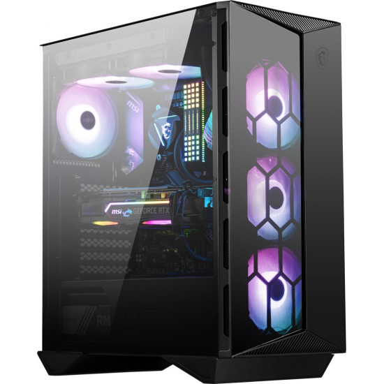 MSI MPG GUNGNIR 110R Mid Tower Gaming Computer Case Black, USB 3.2 Gen2 Type C, 4x 120mm ARGB Fan, Mystic Light Sync, 1 to 6 ARGB Control board, 2x Tempered Glass Panels, ATX, mATX, mini-ITX