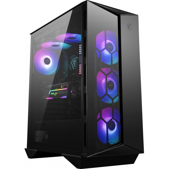 MSI MPG GUNGNIR 110R Mid Tower Gaming Computer Case Black, USB 3.2 Gen2 Type C, 4x 120mm ARGB Fan, Mystic Light Sync, 1 to 6 ARGB Control board, 2x Tempered Glass Panels, ATX, mATX, mini-ITX