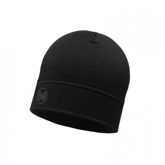 BUFF MERINO LIGHTWEIGHT BEANIE SOLID BLACK onesize cap Standard