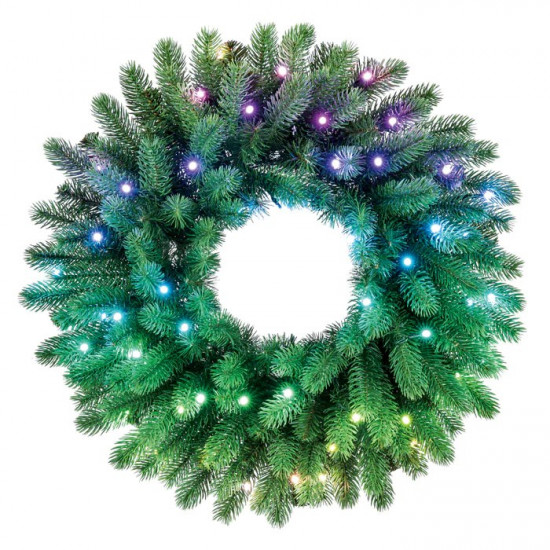 Twinkly pre-lit wreath 50 RGB LED Green wire Plug type C