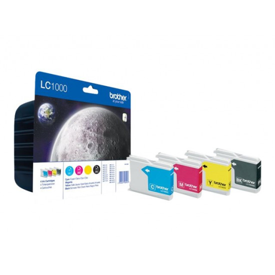 BROTHER LC-1000 ink cartridge black and tri-colour standard capacity black: 500 pages, colour: 400 pages 4-pack blister