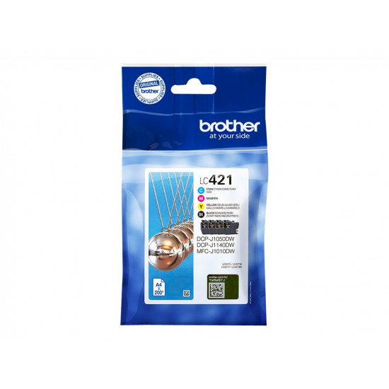 BROTHER LC421VAL 4pack Ink Cartridge up to 200 pages with DR Security Tag