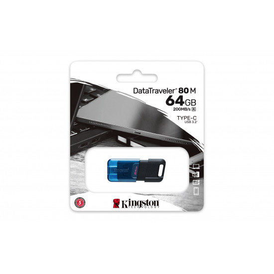 Kingston Technology DataTraveler 64GB 80 M 200MB/s USB-C 3.2 Gen 1