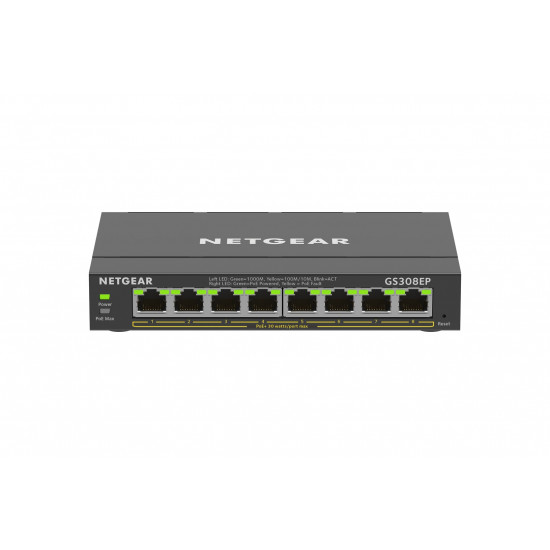 NETGEAR 8-Port Gigabit Ethernet PoE+ Plus Switch (GS308EP) Managed L2/L3 Gigabit Ethernet (10/100/1000) Power over Ethernet (PoE) Black