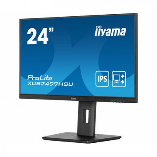 60,5cm/24 (1920x1080) Iiyama PROLITE XUB2497HSU-B1 16:9 FHD IPS 1ms 100Hz HDMI DP USB Speaker Pivot Black