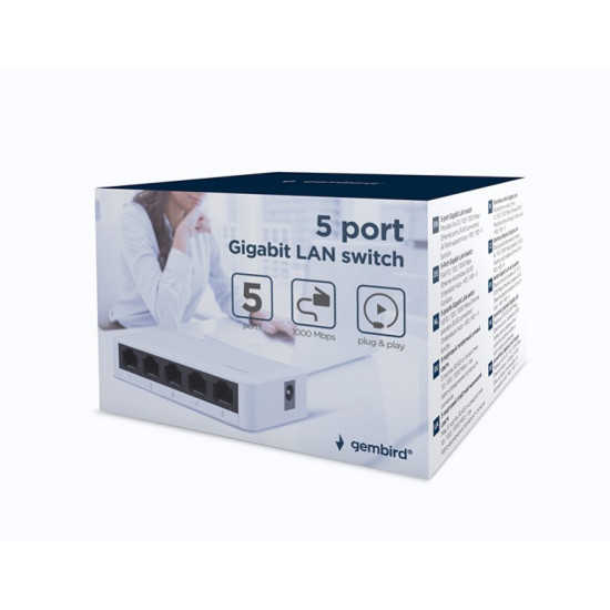 GEMBIRD 5-PORT GIGABIT LAN SWITCH WHITE