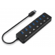 Gembird UHB-U3P7P-01  7-port USB 3.1 (Gen 1) hub with switches, black