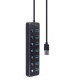 Gembird UHB-U3P7P-01  7-port USB 3.1 (Gen 1) hub with switches, black