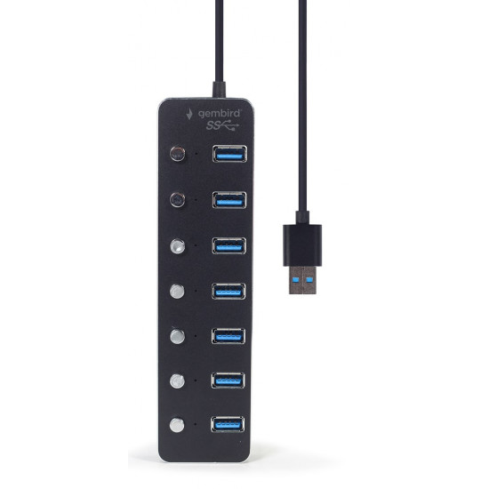 Gembird UHB-U3P7P-01  7-port USB 3.1 (Gen 1) hub with switches, black