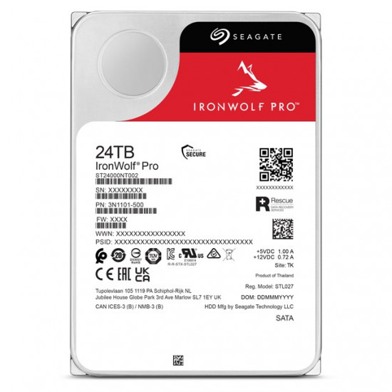 Seagate IronWolf Pro ST24000NT002 internal hard drive 24 TB 7200 RPM 512 MB 3.5 Serial ATA III