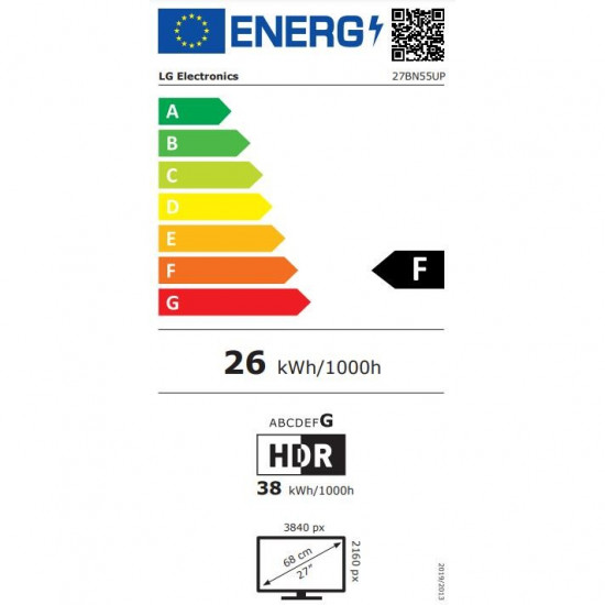 68,6cm/27'' (3840x2160) LG 27BN55UP-B 16:9 5ms IPS HDMI DP VESA Pivot UHD Black