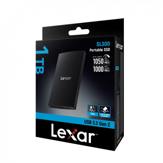 External SSD|LEXAR|SL300|1TB|USB-C|Write speed 1000 MBytes/sec|Read speed 1050 MBytes/sec|LSL300001T-RNBNG