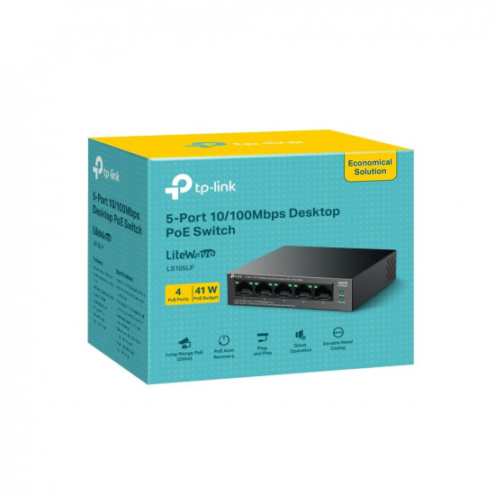 TP-Link LiteWave LS105P Unmanaged Fast Ethernet (10/100) Power over Ethernet (PoE) Black