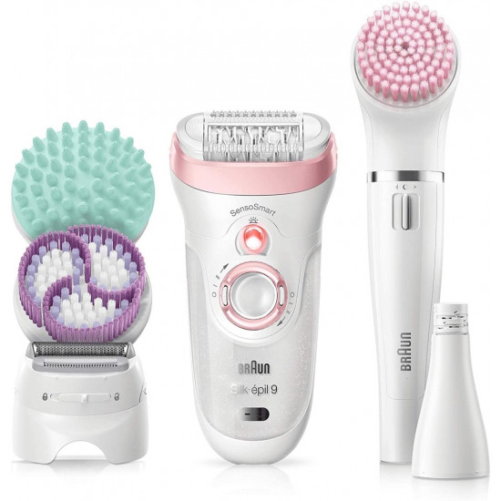 Braun Silk-épil 9 Silk-épil Beauty Set 9 9-985 Deluxe 7-in-1 Cordless Wet & Dry Hair Removal - Epilator, Shaver, Exfoliator, Cleansing Kit for Face & Body