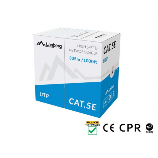 LANBERG CABLE UTP CAT.5E 305M CU WIRE GRAY