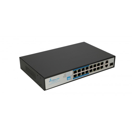 Extralink PoE Switch VIRTUS V3 16x 100Mb/s PoE/PoE+, 2x Gigabit RJ45 + 1x SFP, 150W