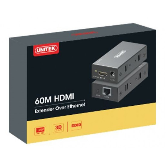 UNITEK EXTENDER HDMI OVER ETHERNET, 60M, V100A