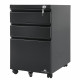 Under-desk cabinet metal container with lock Maclean, on wheels, black, MC-850