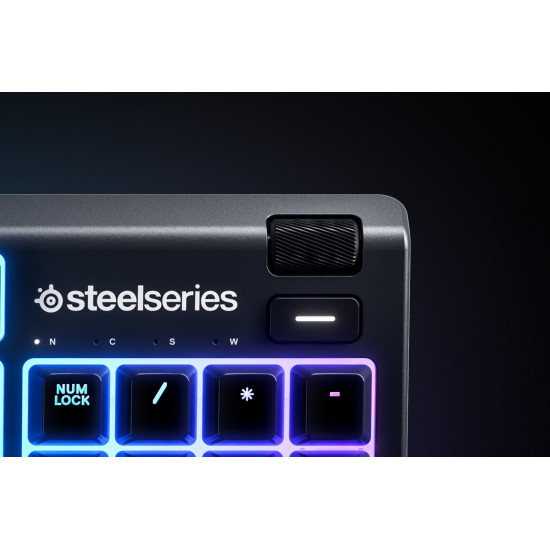 SteelSeries Apex 3 Gaming Keyboard, US Layout, Wired, Black SteelSeries Apex 3  Gaming keyboard, IP32 water resistant for protection against spills, Customizable 10-zone RGB illumination reacts to games and Discord, Whisper quiet gaming switches last for