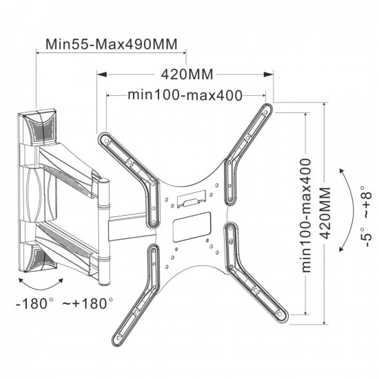 Techly ICA-PLB 271M TV mount 132.1 cm (52) Black