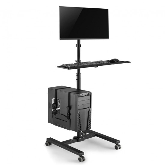 Maclean professional stand, mobile computer station on wheels, max 17-32, max 20kg, MC-793