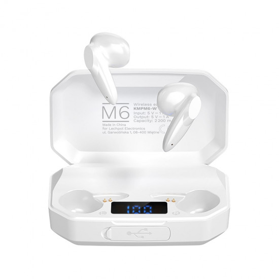 Kruger&Matz M6 Wireless In-Ear Headphones with Power Bank - White