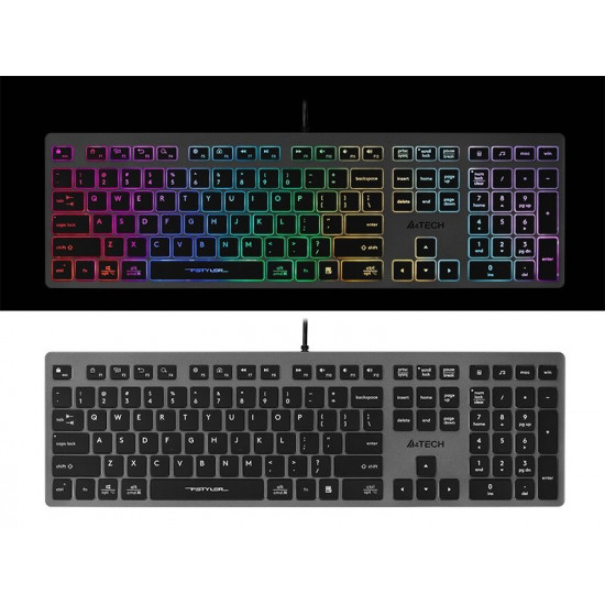 A4Tech FSTYLER FX60H (Neon Backlit) keyboard USB QWERTY Black, Grey