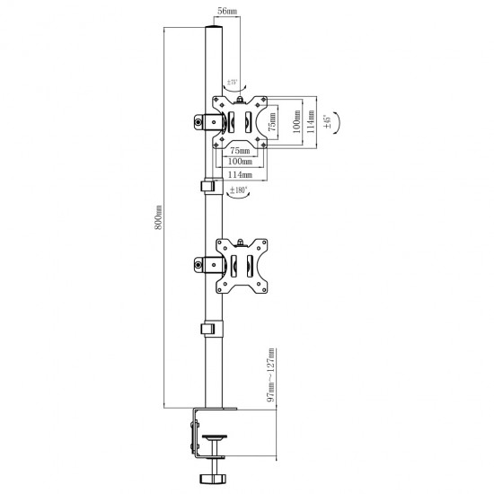 Maclean Monitor Mount, max VESA 100x100, 13-27, 9kg, MC-966