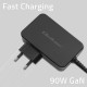 Qoltec GaN POWER PRO Charger | 1xUSB-C | 90W | 5-20V | 3-4.5A | Black