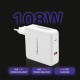 Qoltec GaN Charger FAST 108W | 5-20V | 3-4.7A | USB C | White