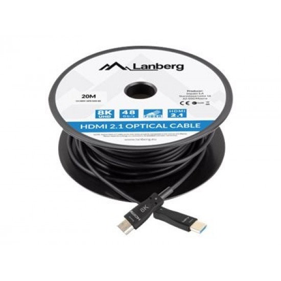 HDMI CABLE M/M V2.1 80M 8K BLACK OPTICAL AOC LANBERG