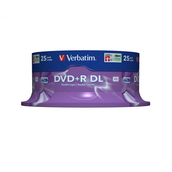 DVD+R Verbatim 8.5GB X8 Double Layer (25 Cake)