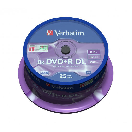 DVD+R Verbatim 8.5GB X8 Double Layer (25 Cake)