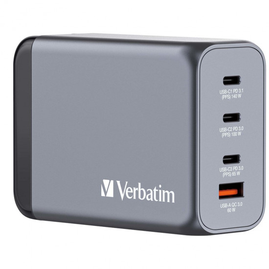 Verbatim GNC-240 GaN Charger 4 Port 240W USB A/C (EU/UK/US)