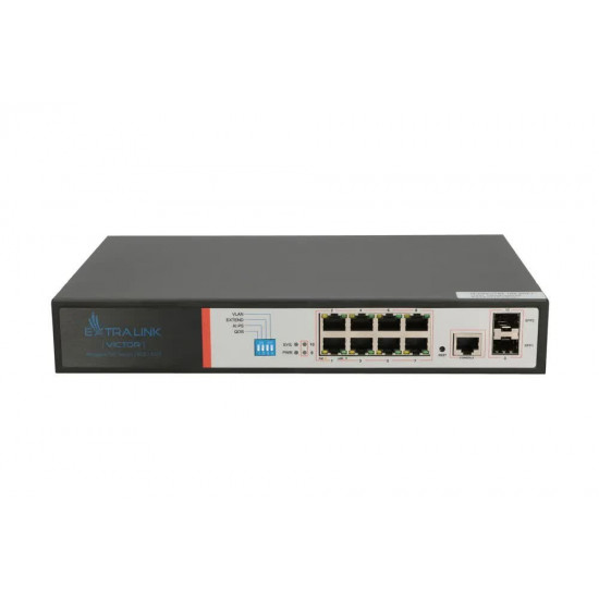 Extralink VICTOR | Switch PoE | 8x Gigabit PoE/PoE+, 2x SFP, 1x Port Konsolowy, 150W, Zarządzalny