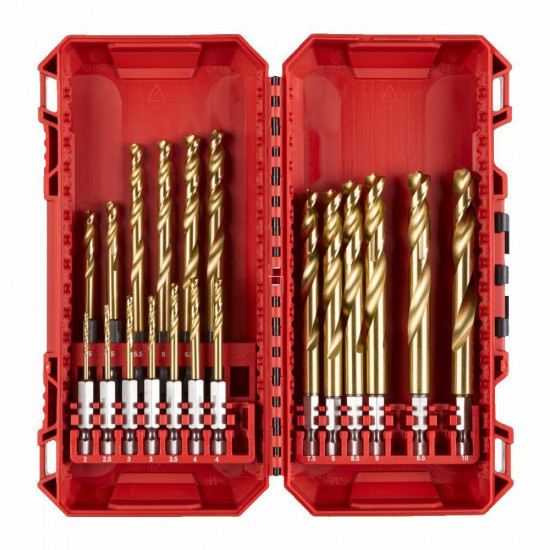 MILWAUKEE METAL DRILL BIT HSS-G TIN SET 19 PCS.   HEX